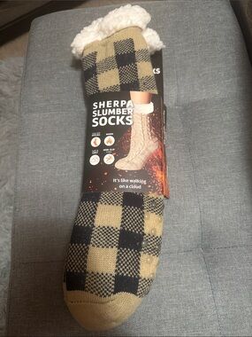 Women - Black & Tan Sherpa Socks